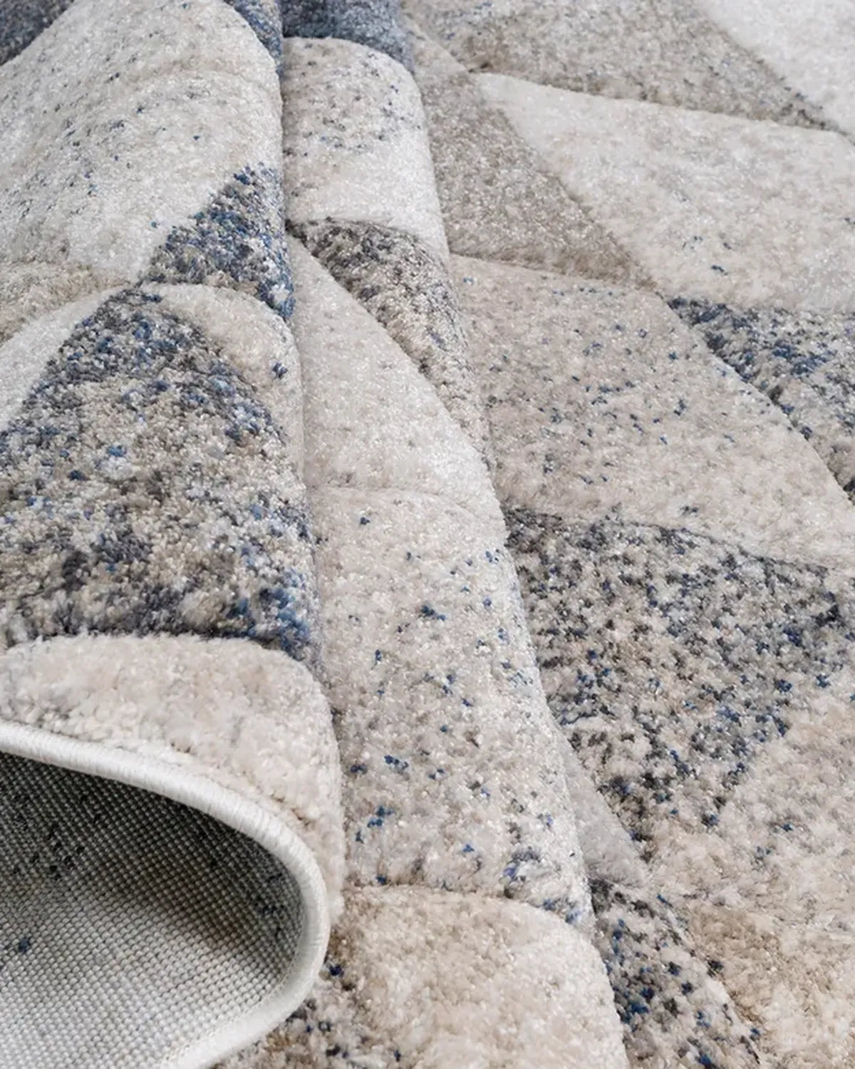 Dark Beige Dark Blue Geometric Carpet