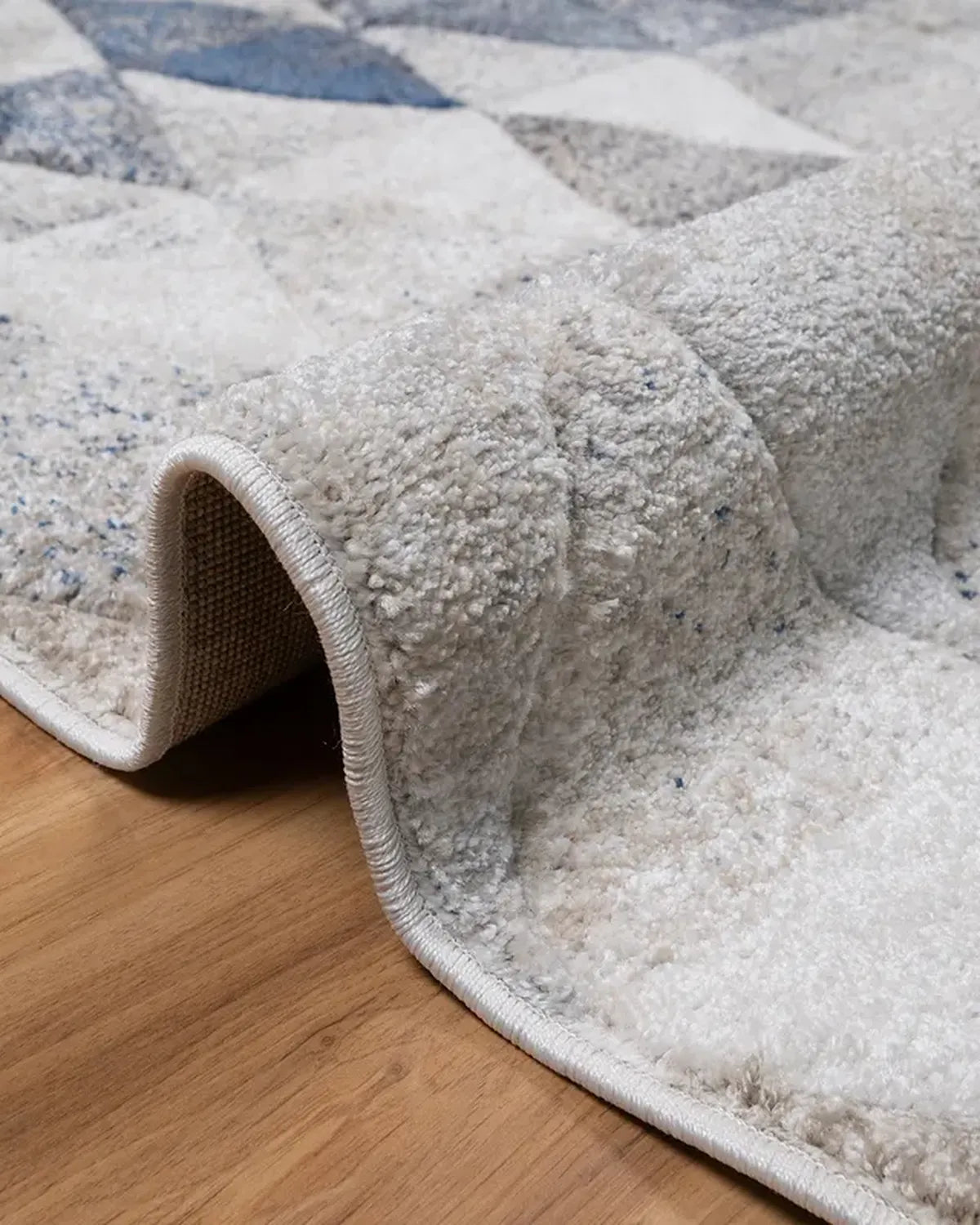 Dark Beige Dark Blue Geometric Carpet