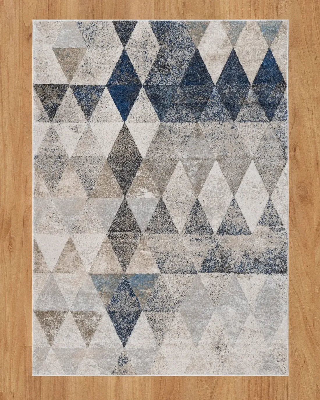 Dark Beige Dark Blue Geometric Carpet
