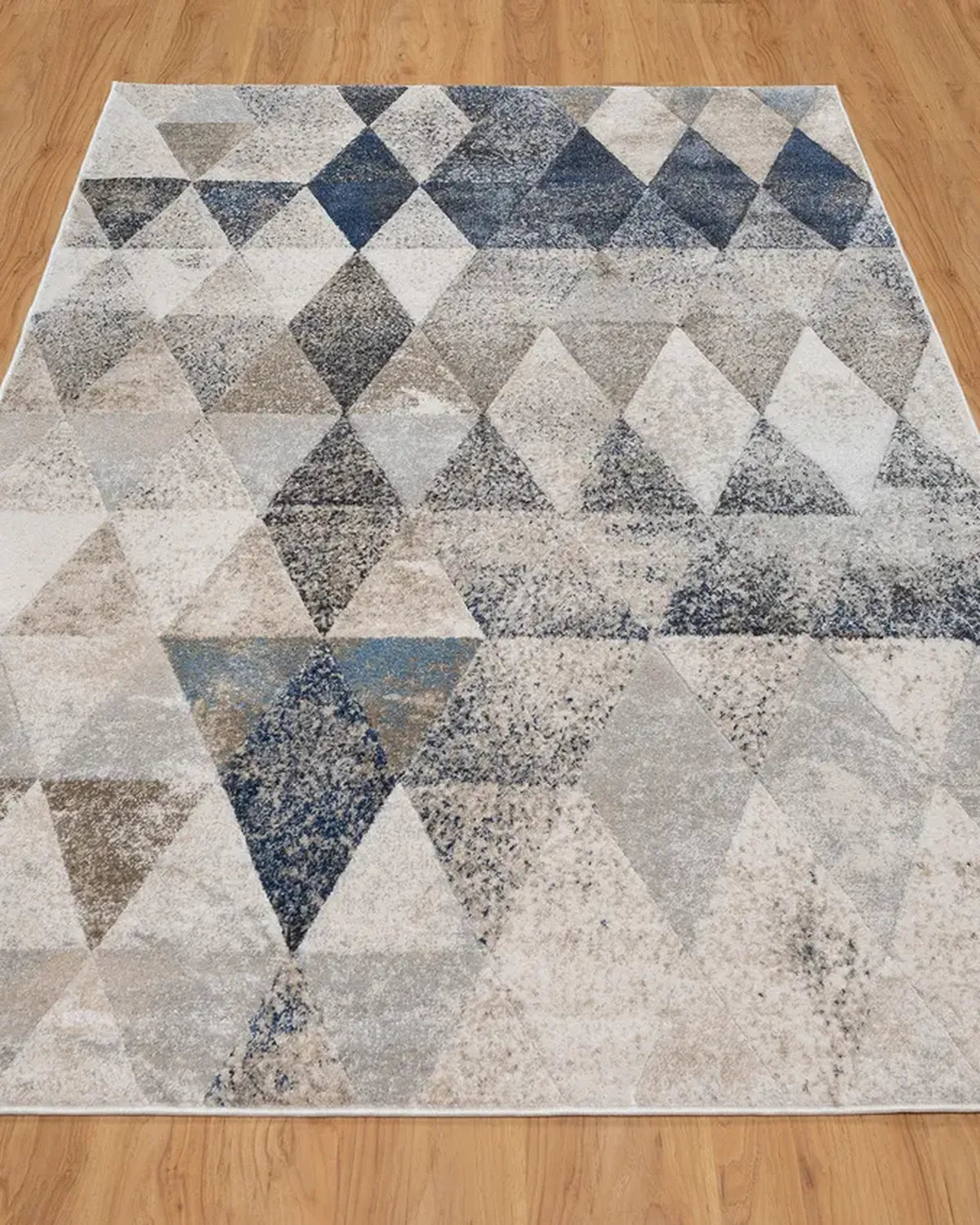 Dark Beige Dark Blue Geometric Carpet