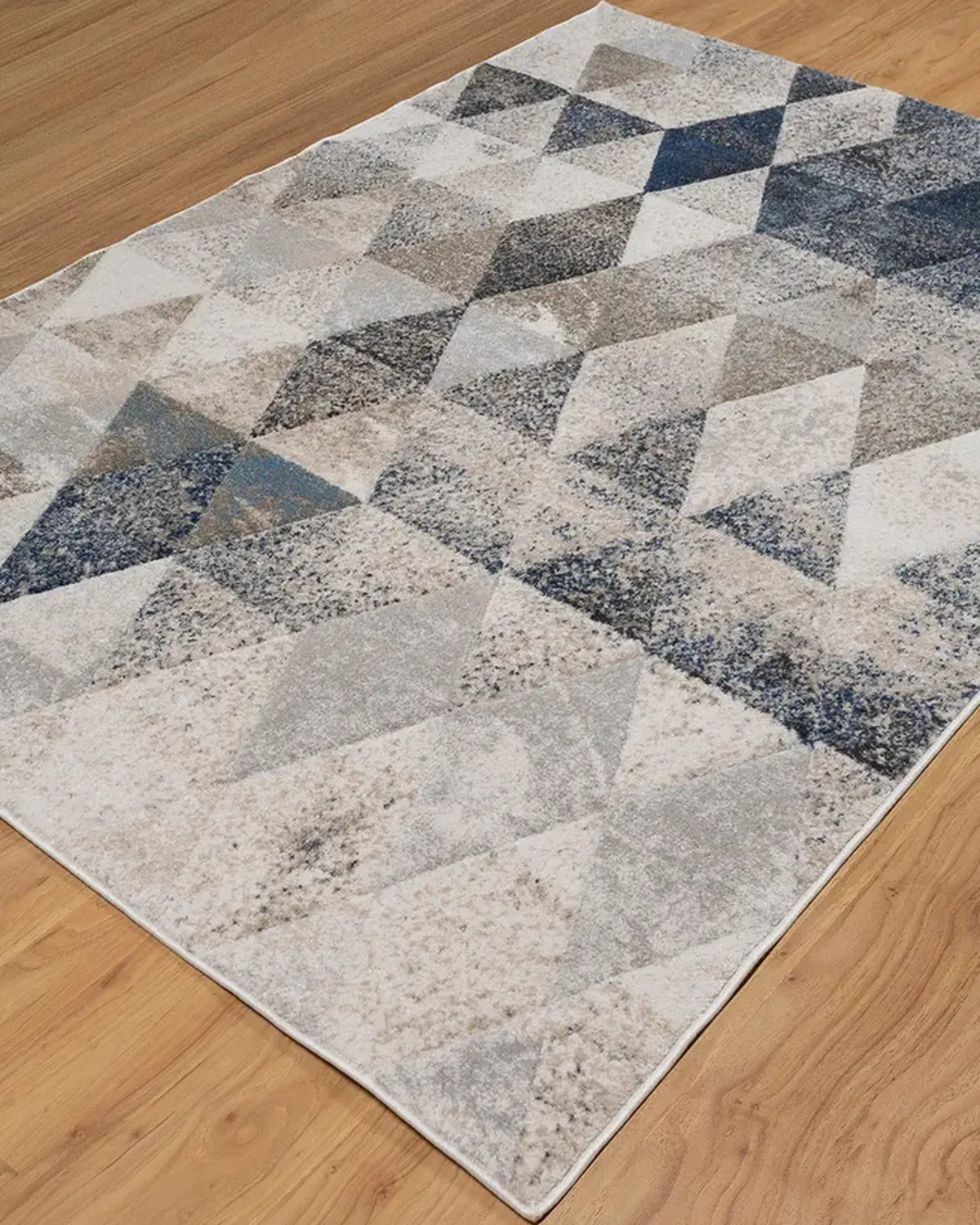 Dark Beige Dark Blue Geometric Carpet