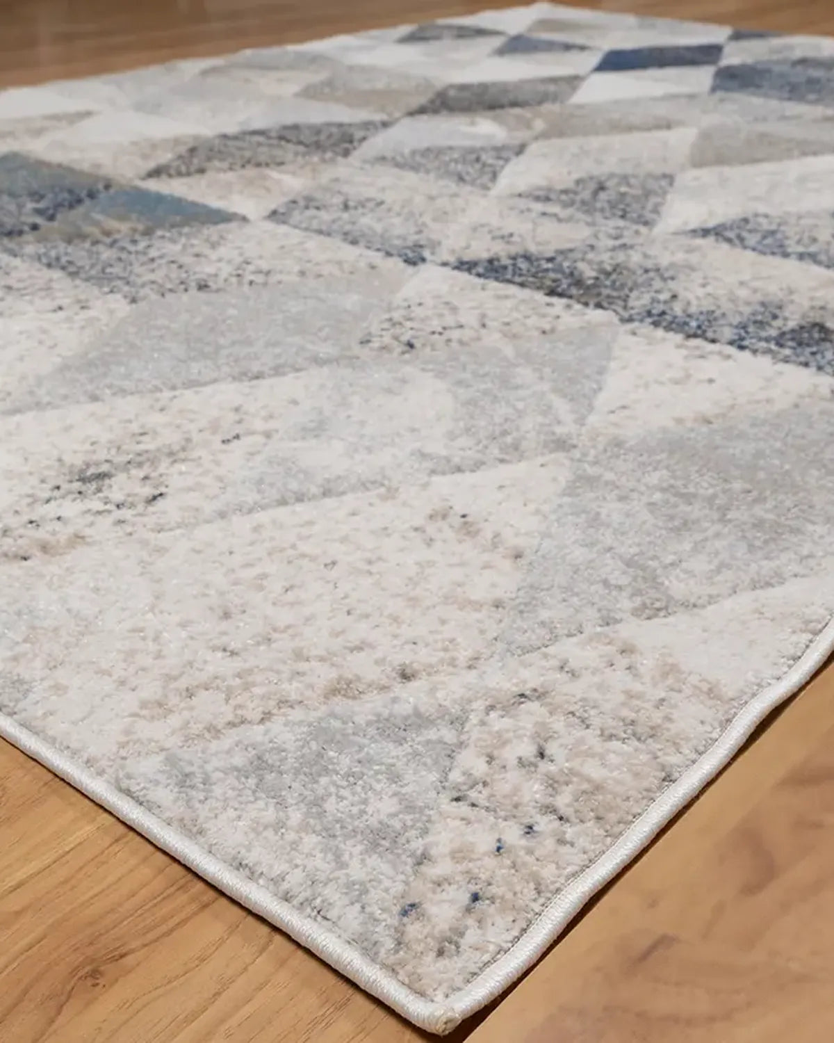 Dark Beige Dark Blue Geometric Carpet