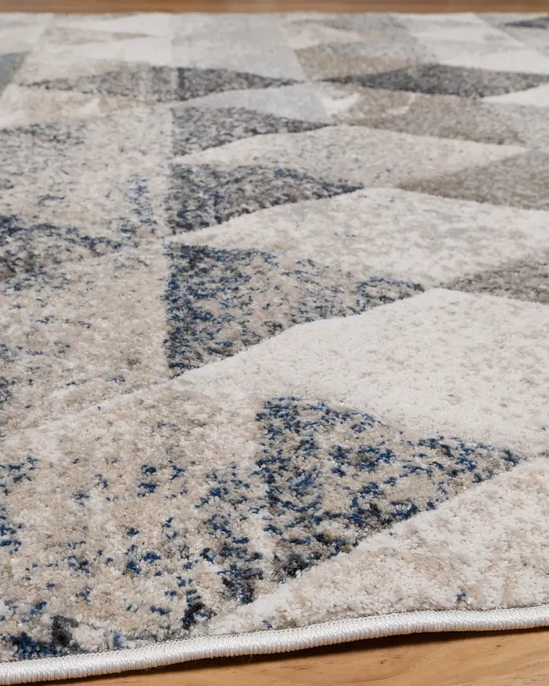 Dark Beige Dark Blue Geometric Carpet