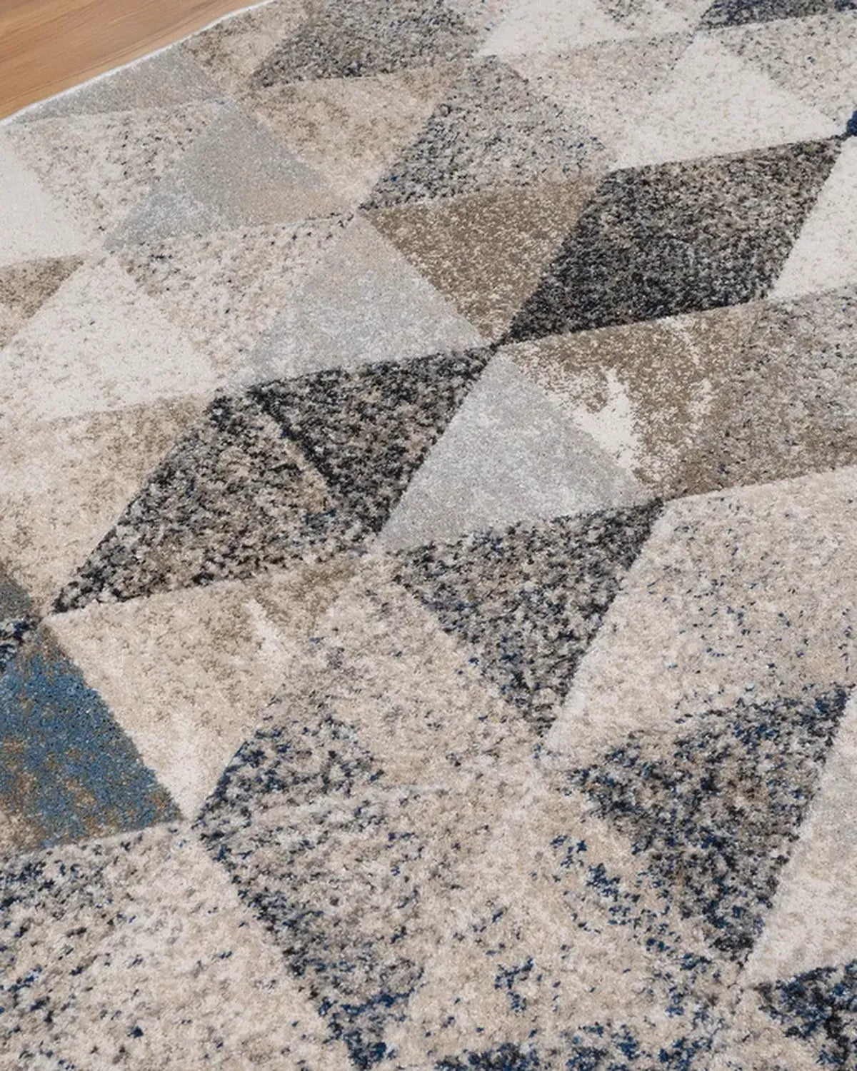 Dark Beige Dark Blue Geometric Carpet