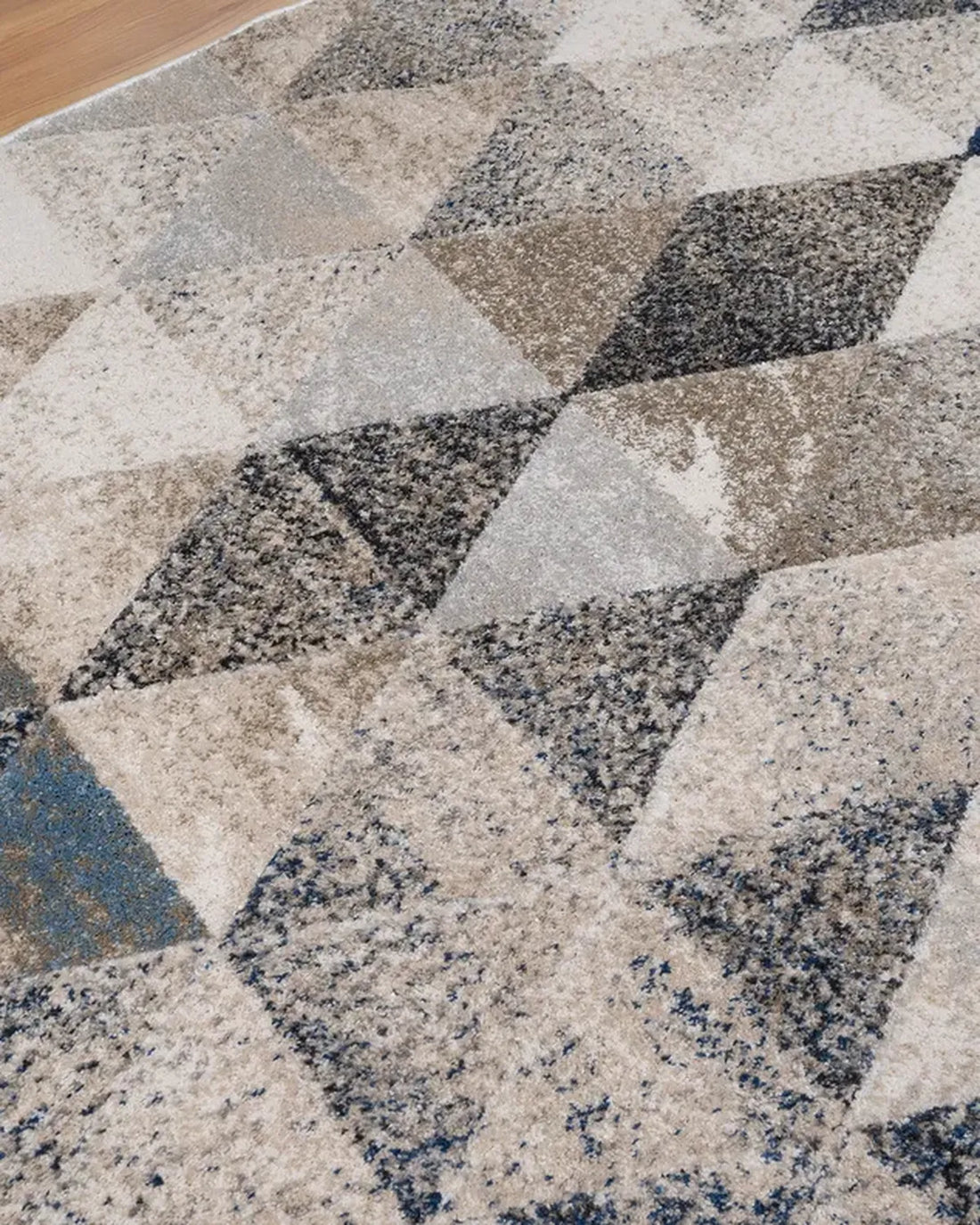 Dark Beige Dark Blue Geometric Carpet