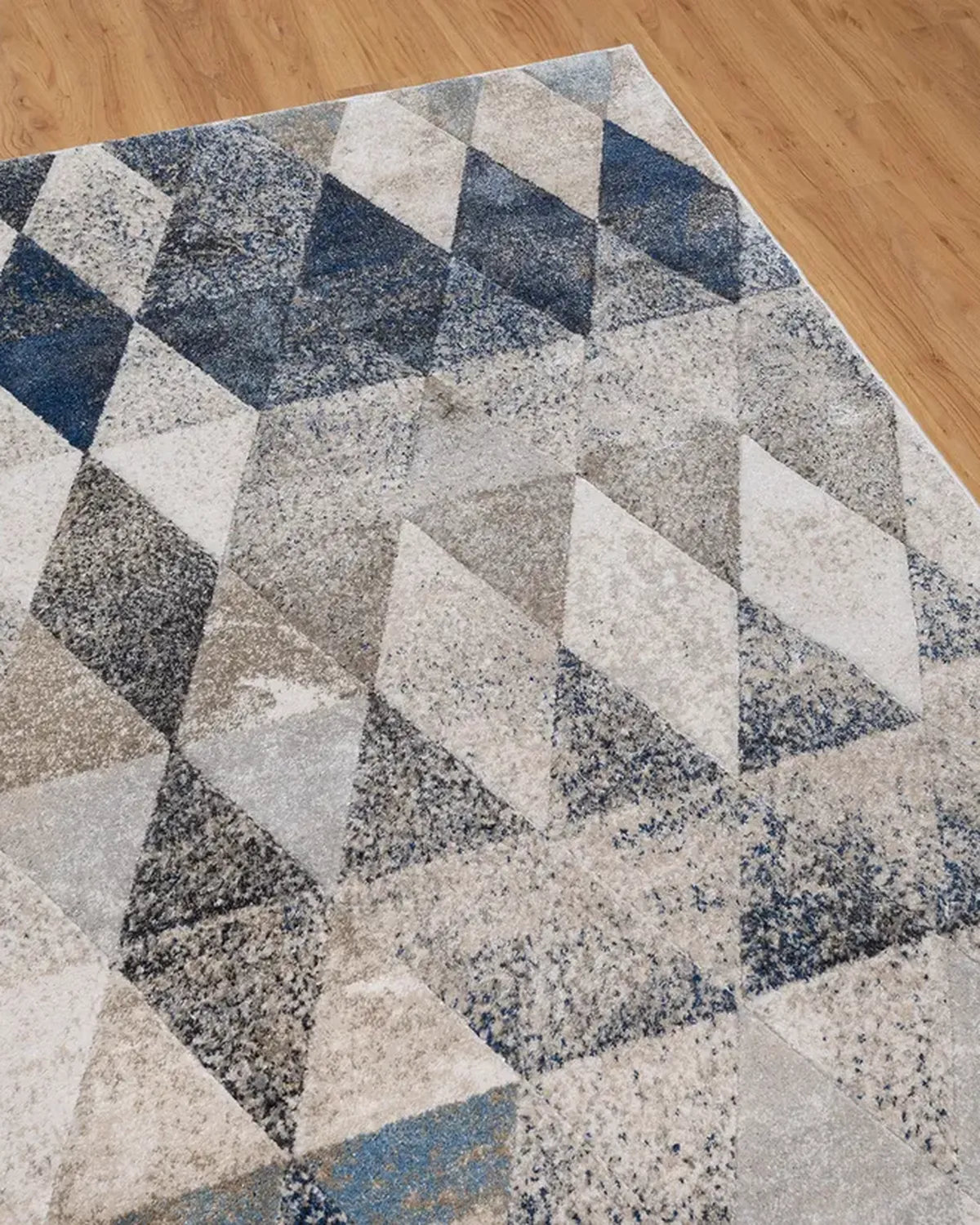 Dark Beige Dark Blue Geometric Carpet