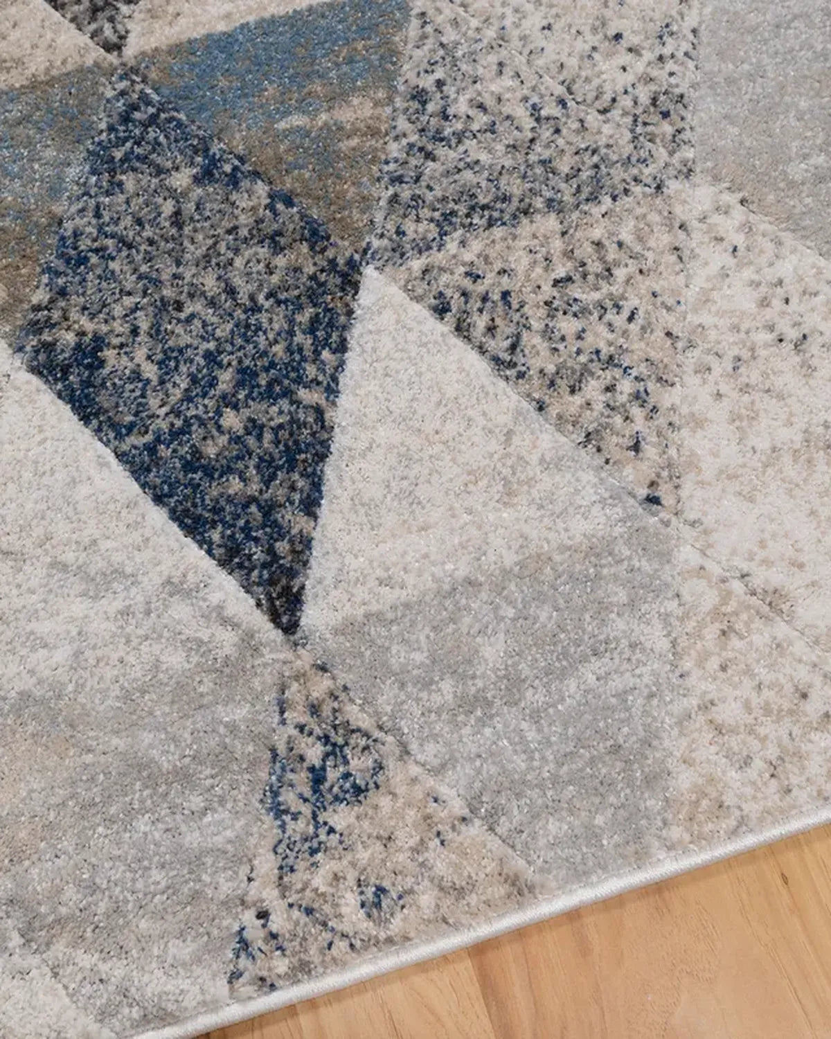 Dark Beige Dark Blue Geometric Carpet