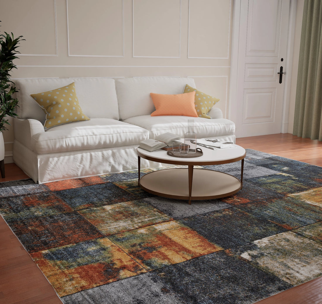 Dark Grey Green Block Carpet