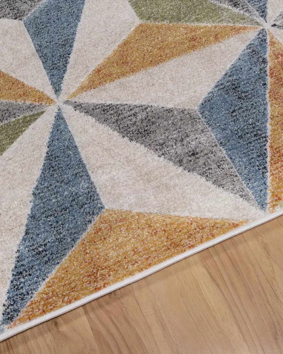 Light Beige Blue 3D Geometric Carpet