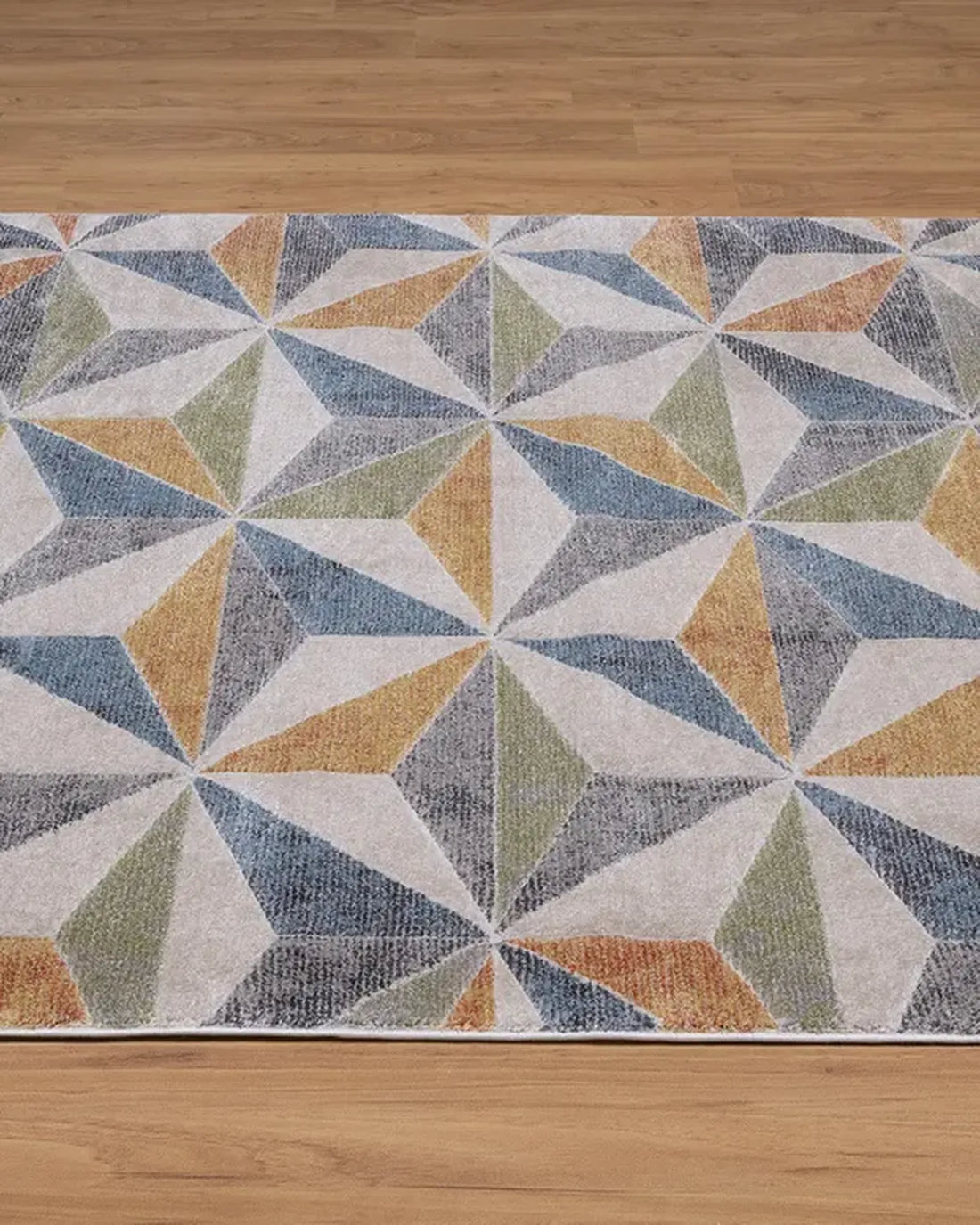 Light Beige Blue 3D Geometric Carpet