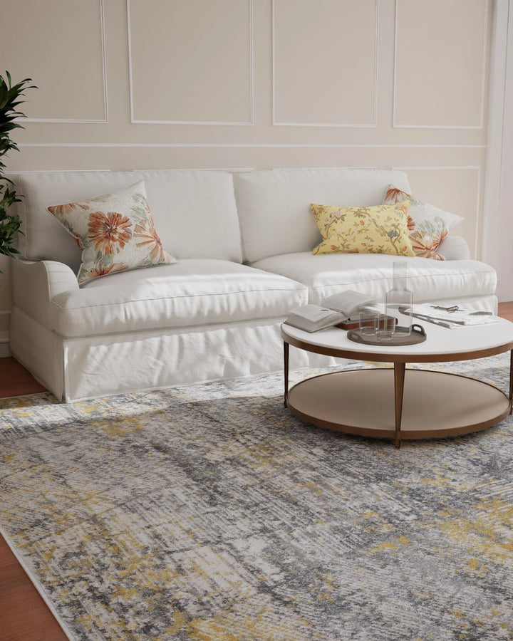 Cream Light Yellow Abstract Carpet