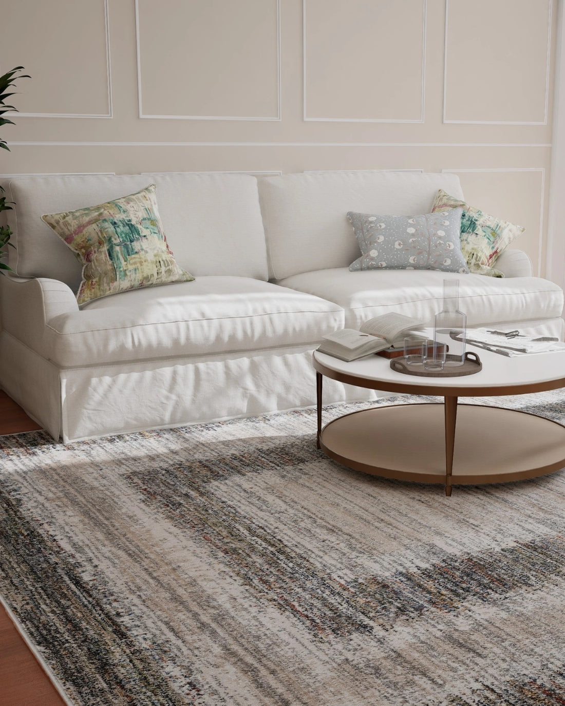 Cream Blue Gradient Border Carpet