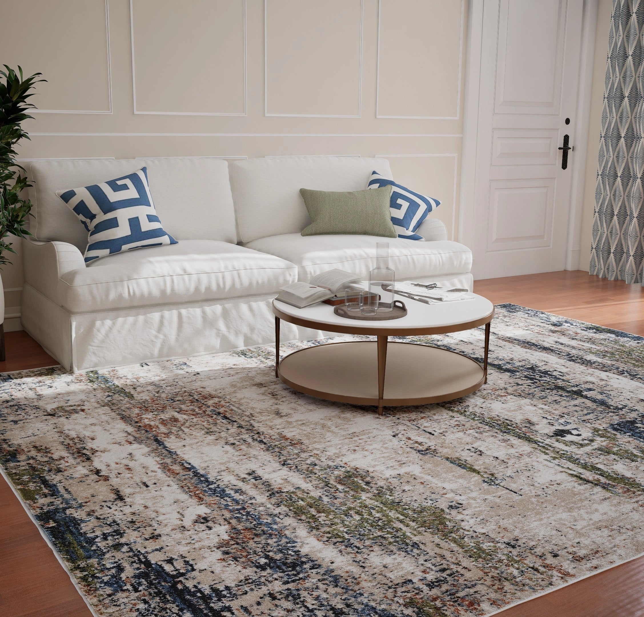 Light Beige Green Abstract Carpet