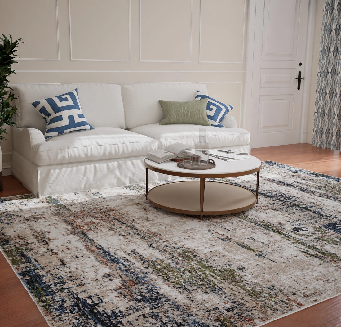 Light Beige Green Abstract Carpet