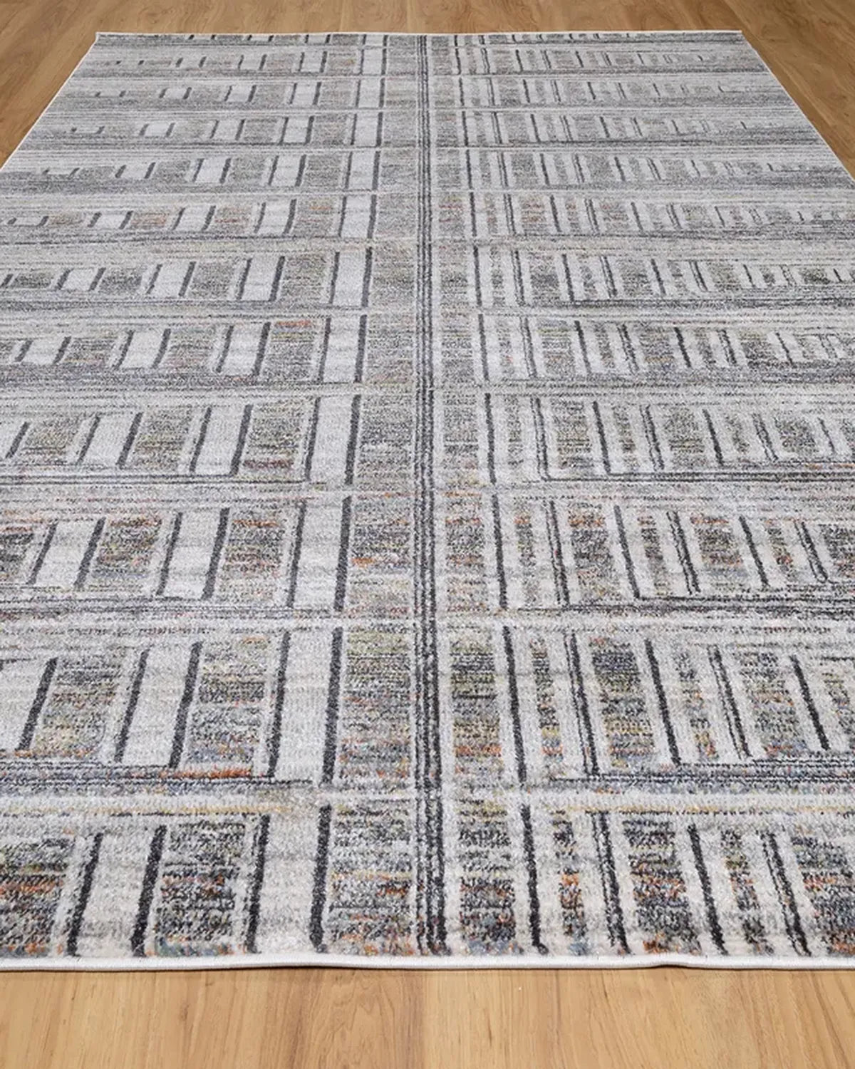 Cream Blue Linear Pattern Carpet