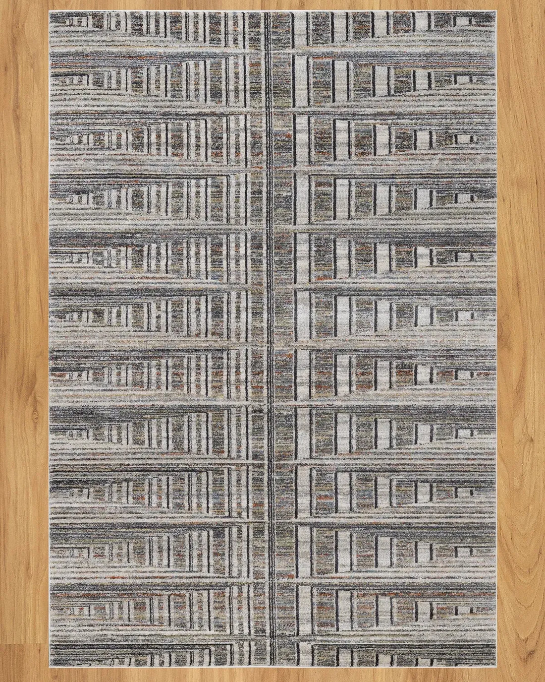 Cream Blue Linear Pattern Carpet