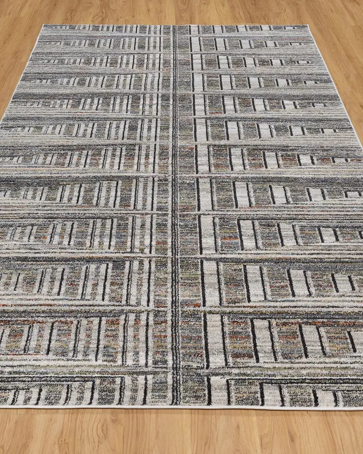 Cream Blue Linear Pattern Carpet