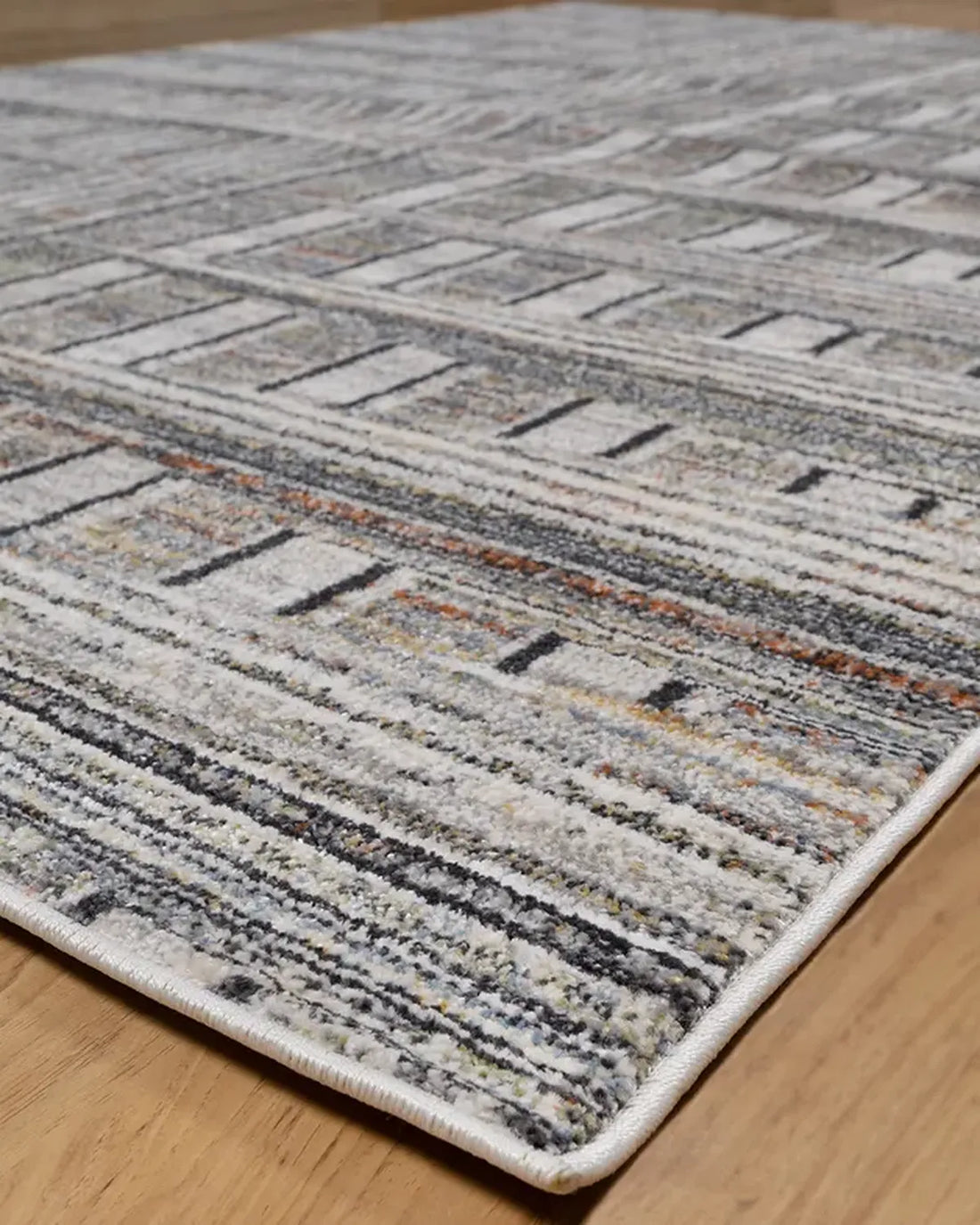 Cream Blue Linear Pattern Carpet