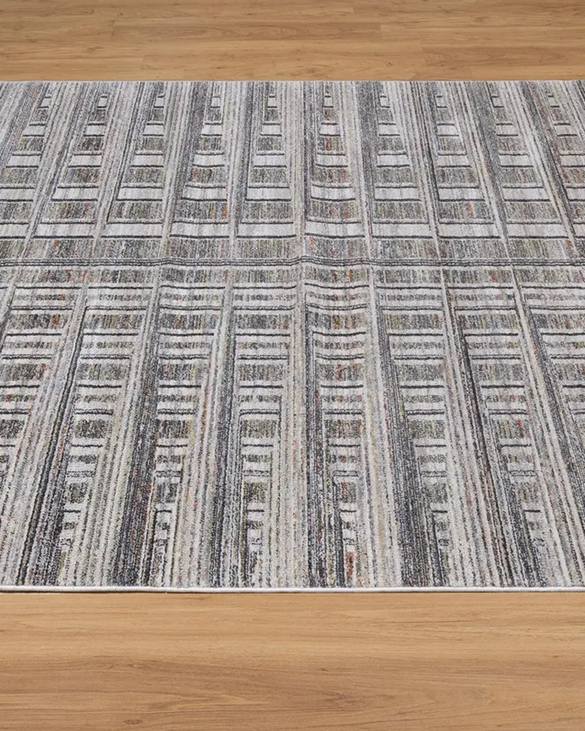 Cream Blue Linear Pattern Carpet