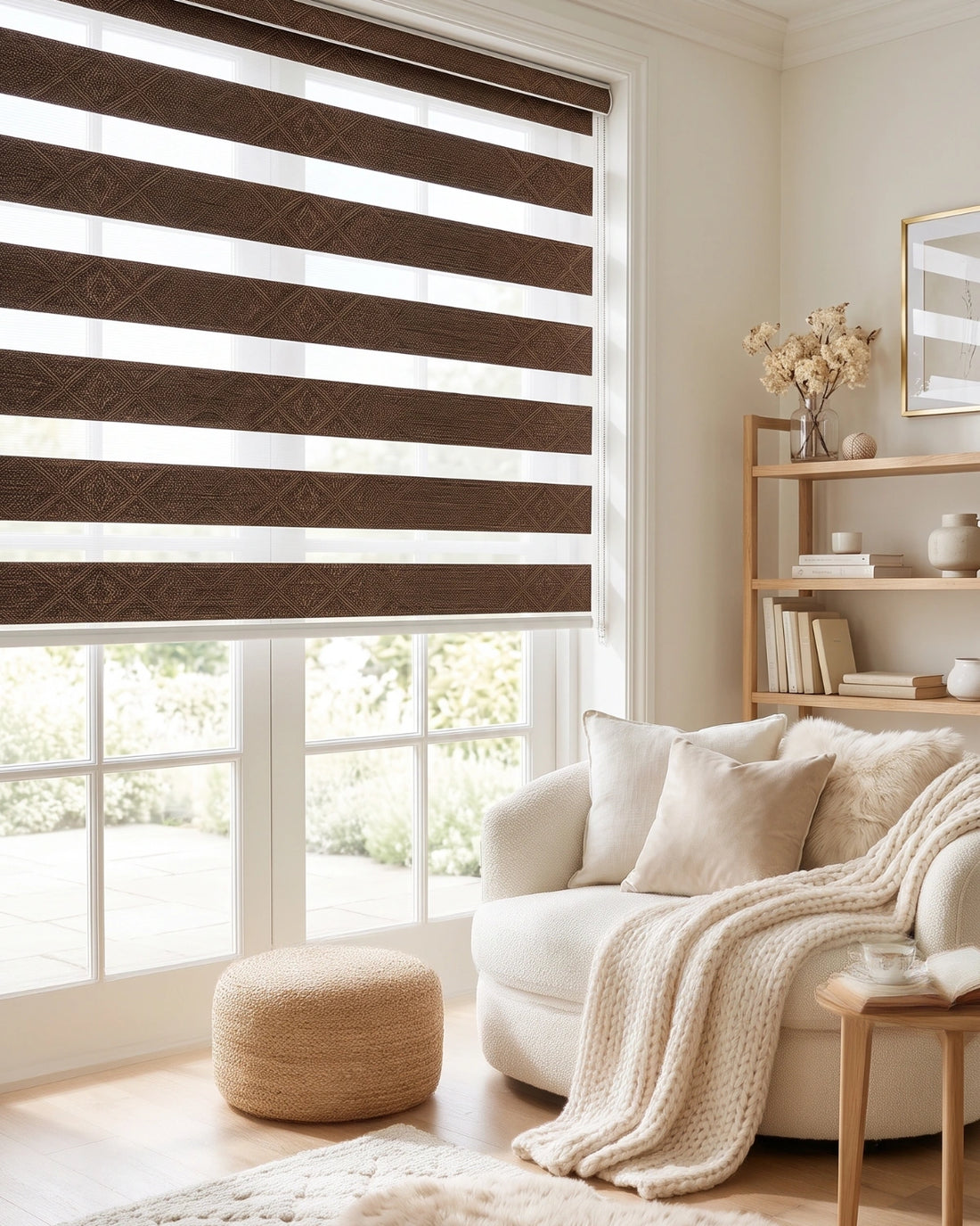 Chocolate Brown Textured Zebra Blind | Custom Made Day & Night Window Blind