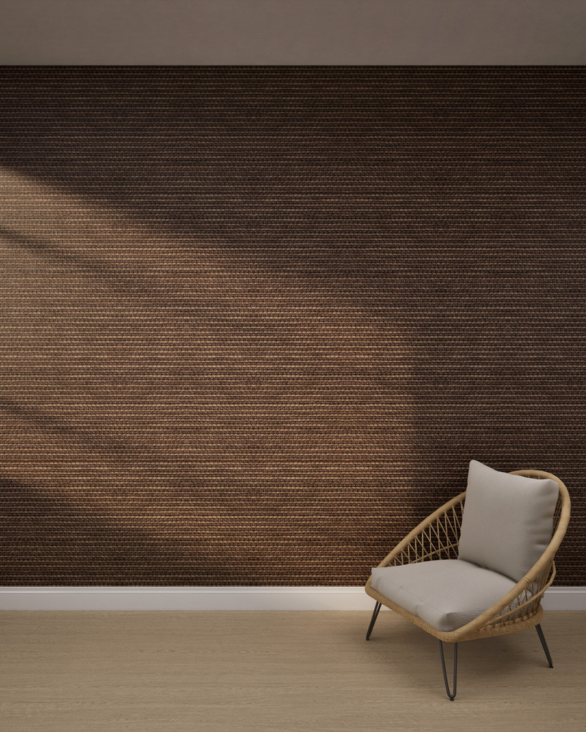 Horizontal Ribbed Texture Dark Mocha Wallpaper