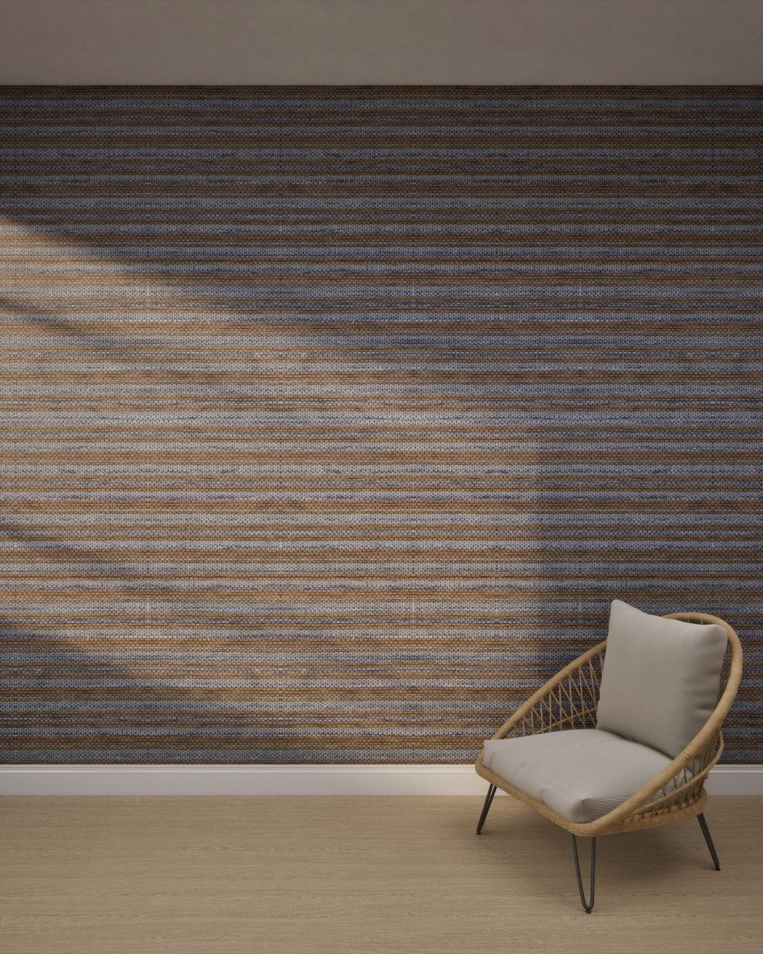 Cool Grey Stripe Weave Soft Blue Accent Wallpaper