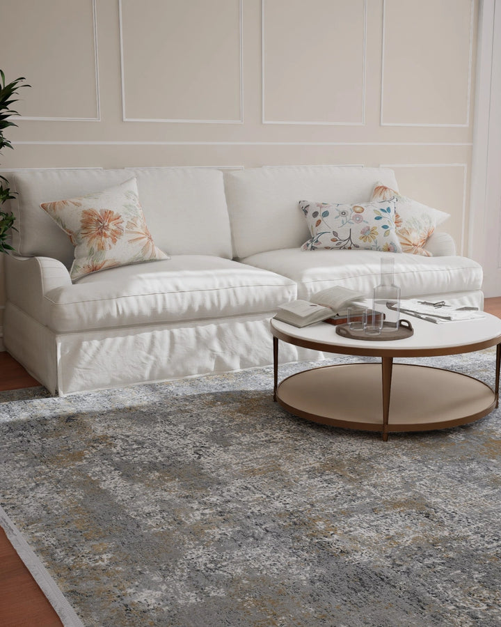 Assorted Grey Gold Textured Abstract Carpet