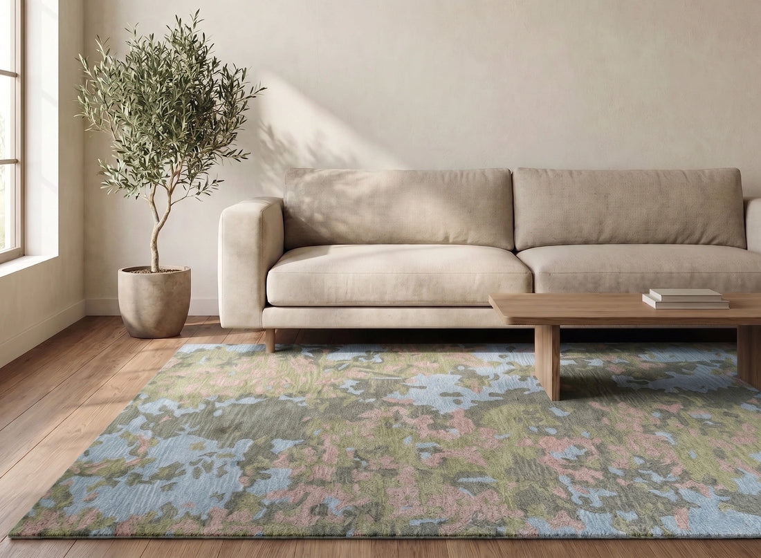 Abstract Botanical Camouflage Pattern Carpet