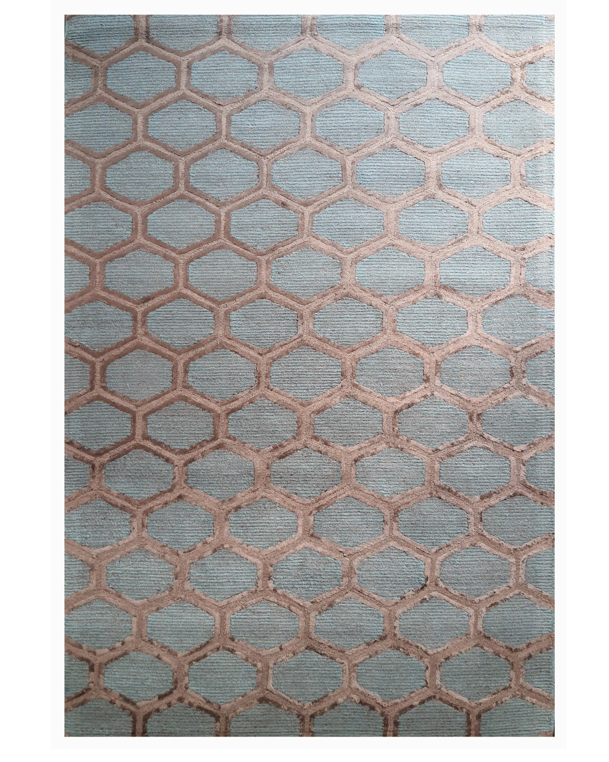 Aqua Blue Honeycomb Geometric Carpet