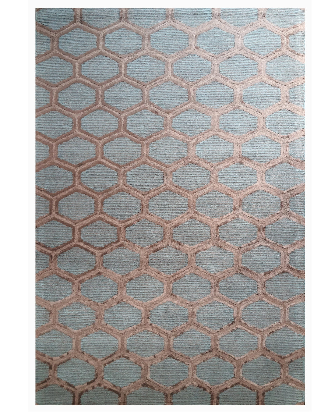 Aqua Blue Honeycomb Geometric Carpet