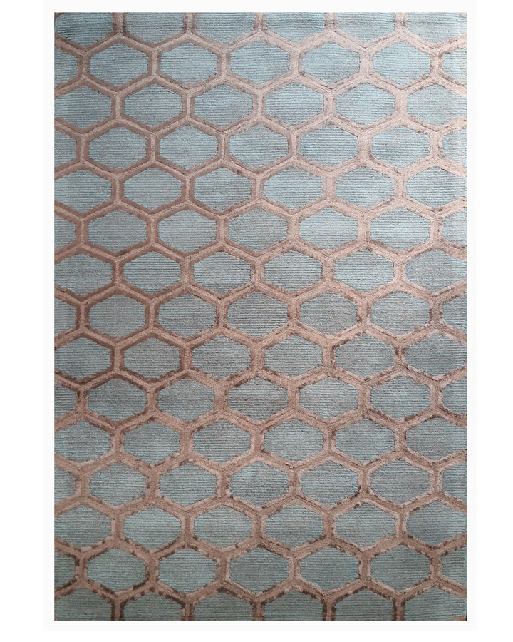Aqua Blue Honeycomb Geometric Carpet