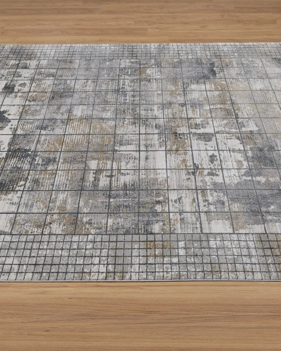 Assorted Grey Beige Grid Abstract Carpet