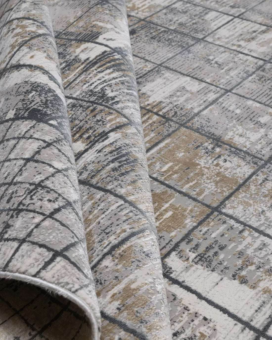 Assorted Grey Beige Grid Abstract Carpet