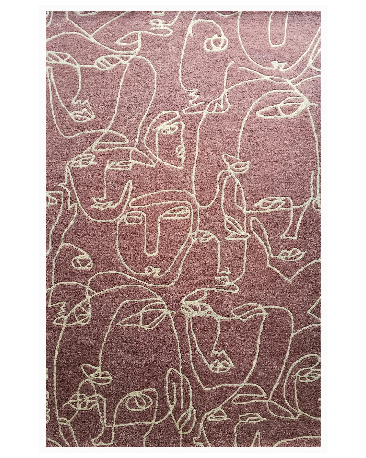 Abstract Face Line Art Pink Carpet