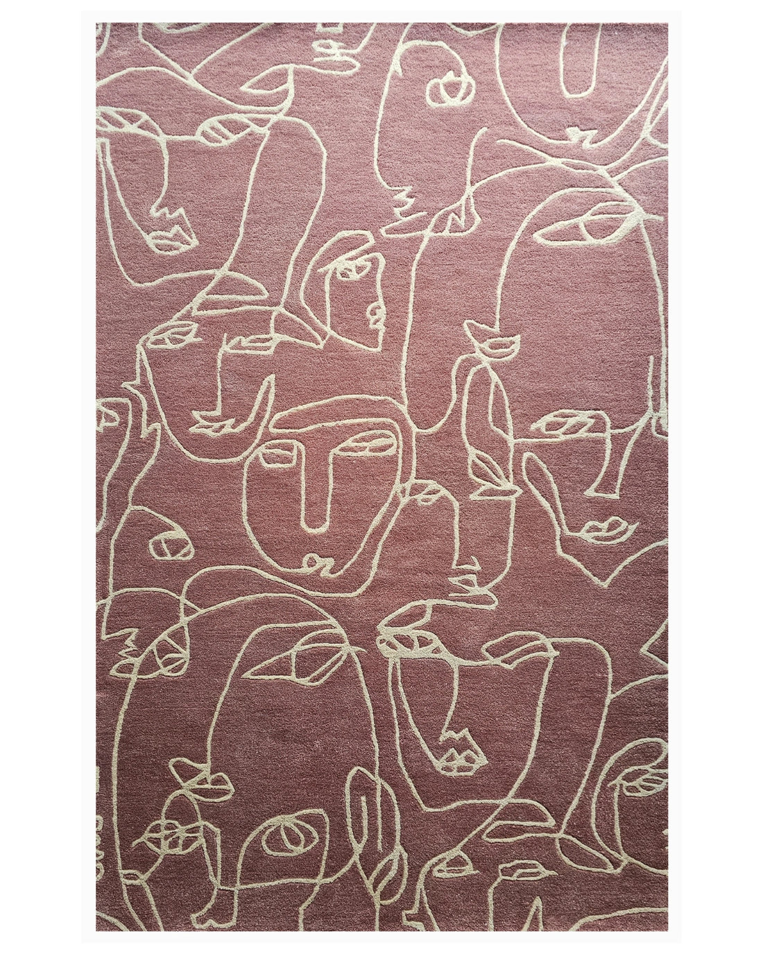 Abstract Face Line Art Pink Carpet