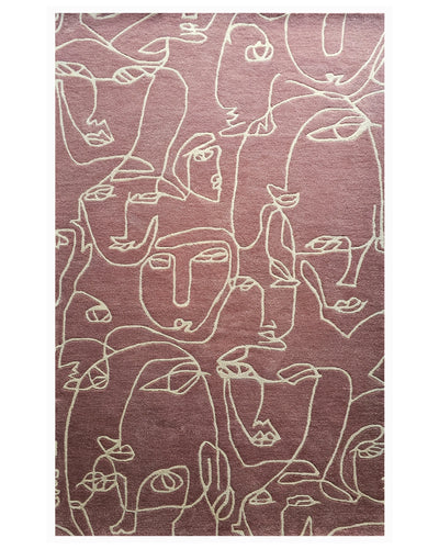 Abstract Face Line Art Pink Carpet