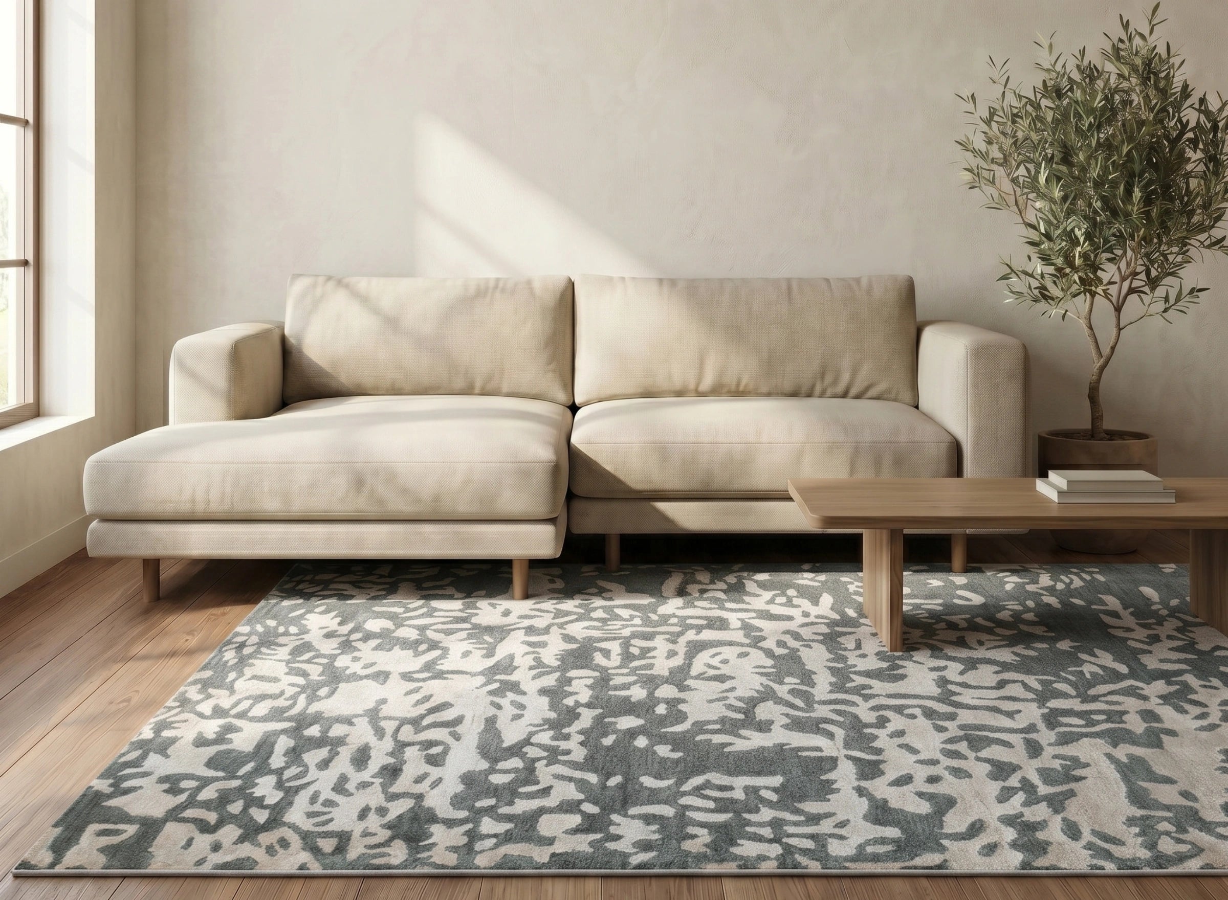 Abstract Grey Texture Pattern Carpet