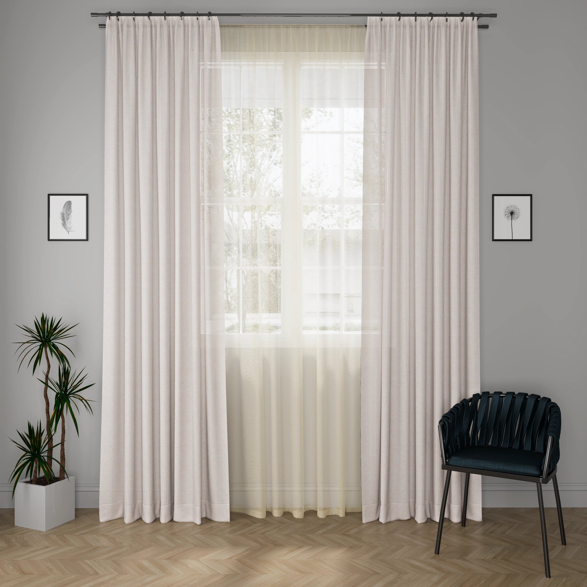 Diva Aspen Cream Curtain Fabric