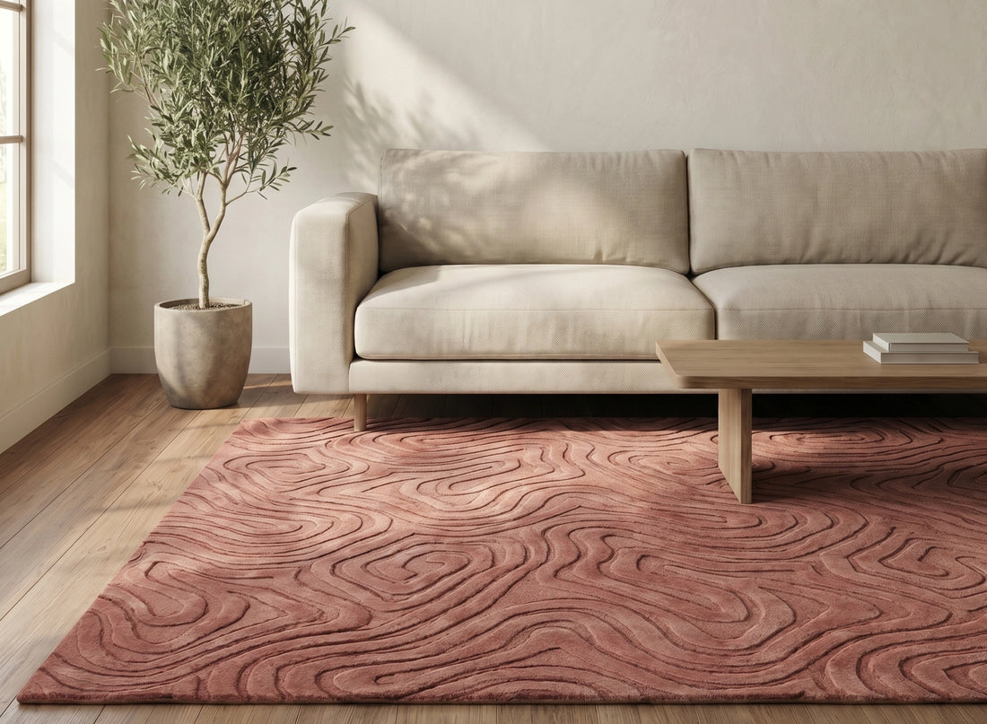 Abstract Contour Pattern Carpet – Dusty Rose