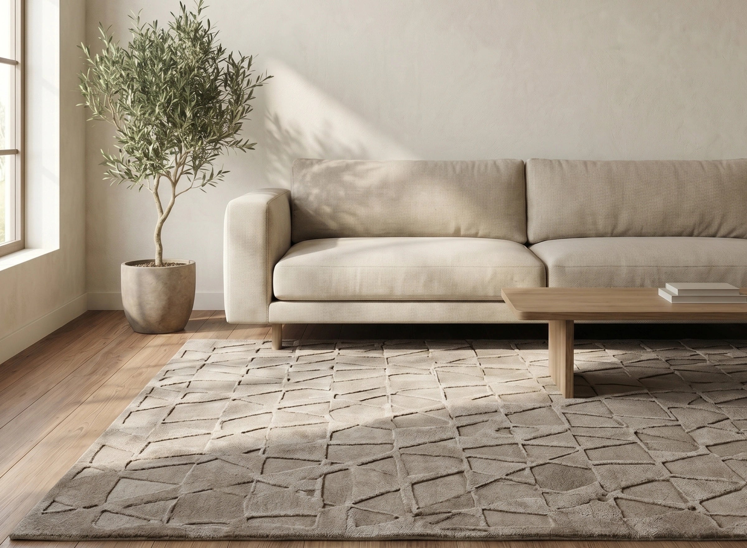 Abstract Stone Texture Carpet – Beige