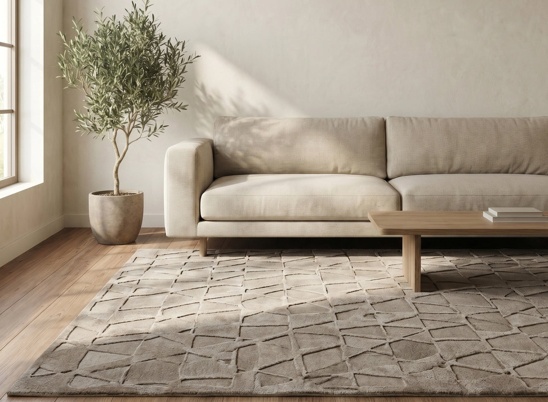 Abstract Stone Texture Carpet – Beige