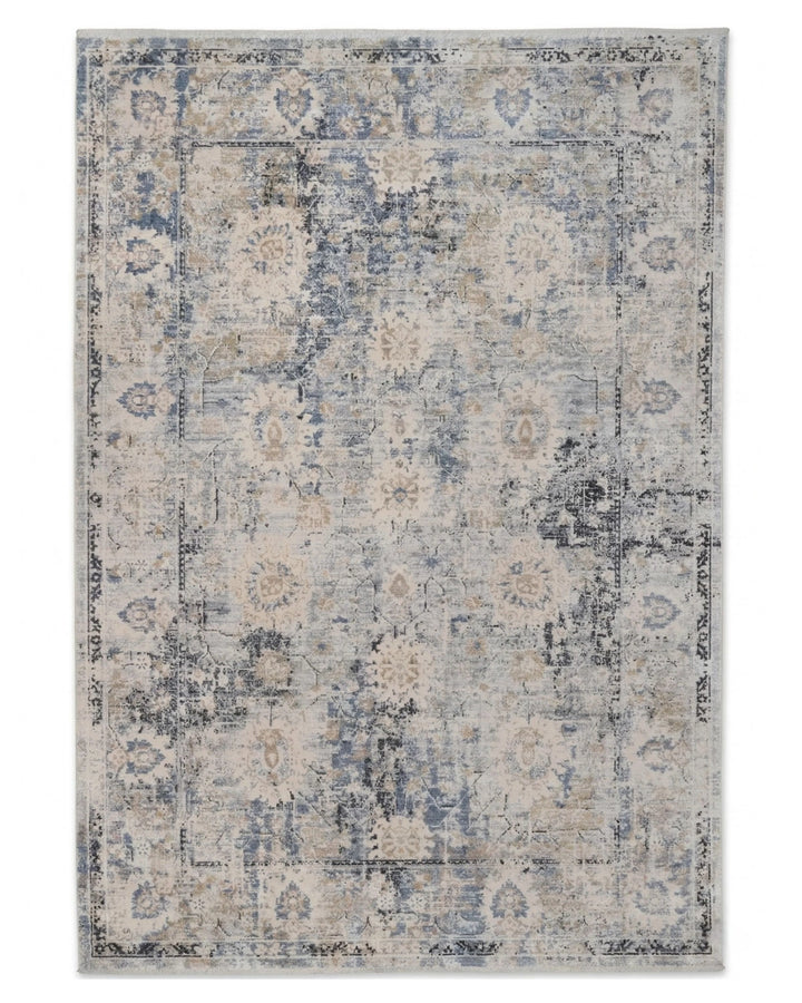 Assorted Blue Beige Vintage Floral Carpet