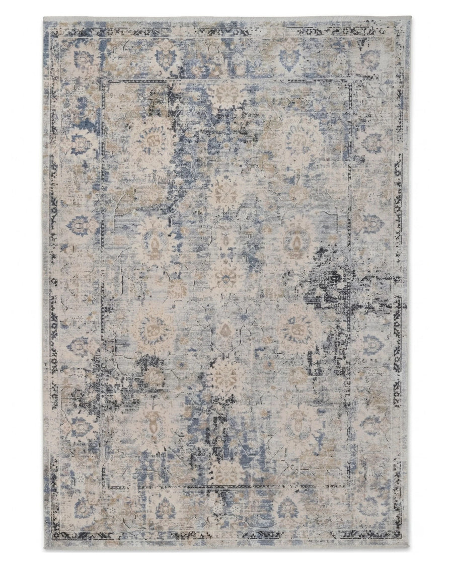 Assorted Blue Beige Vintage Floral Carpet