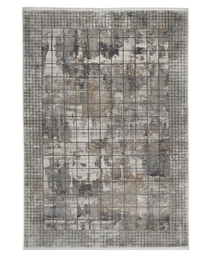 Assorted Grey Beige Grid Abstract Carpet