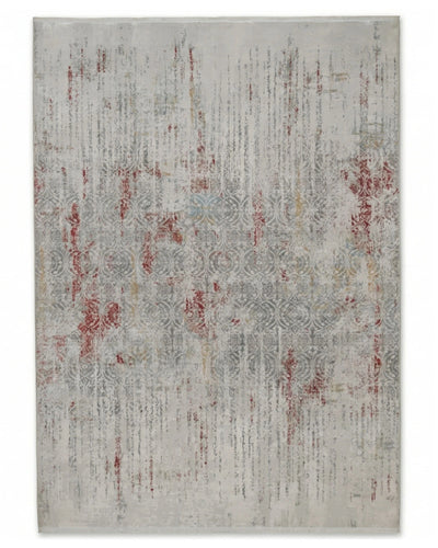 Assorted Grey Red Damask Fade Carpet