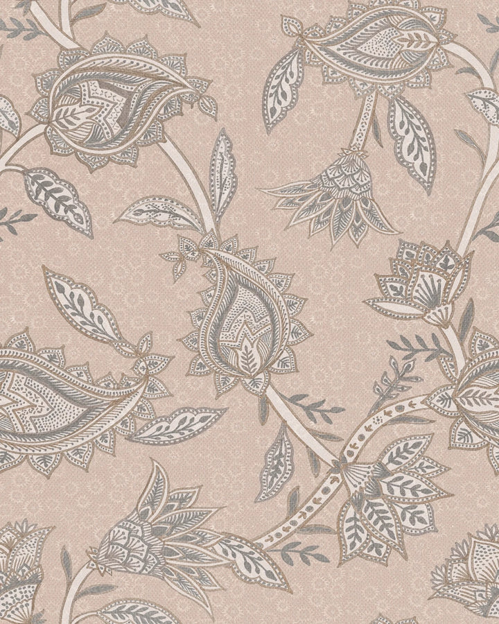 Boho Indian Paisley Wallpaper – Soft Beige Brown