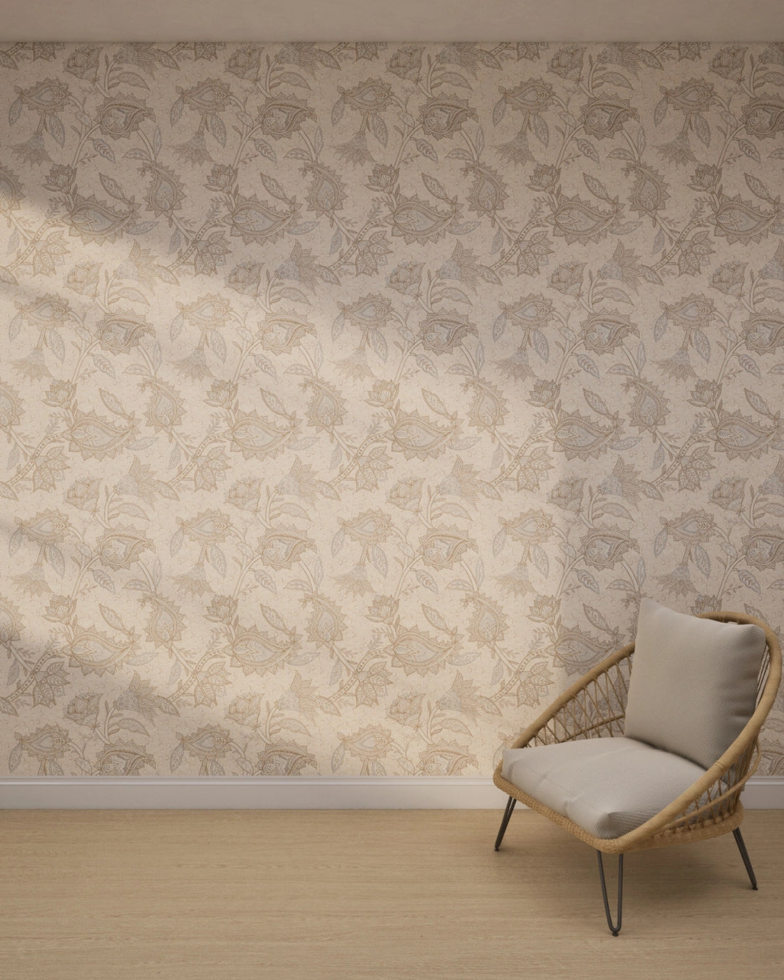 Boho Indian Paisley Wallpaper – Soft Pink Blue