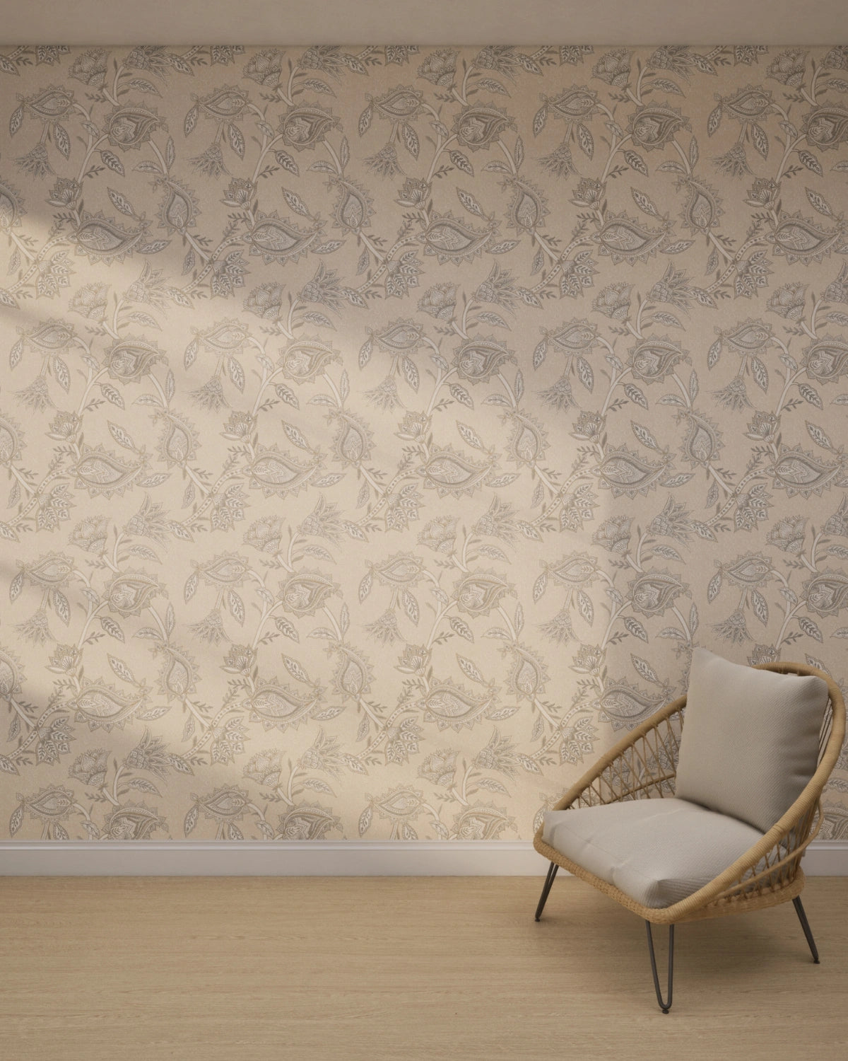 Boho Indian Paisley Wallpaper – Soft Cream Beige