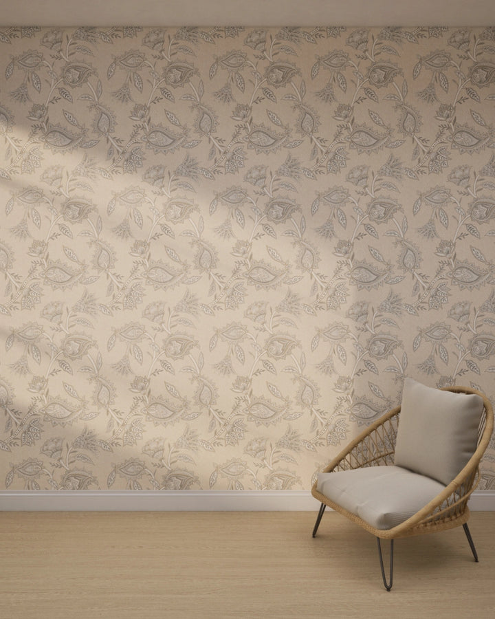 Boho Indian Paisley Wallpaper – Soft Cream Beige