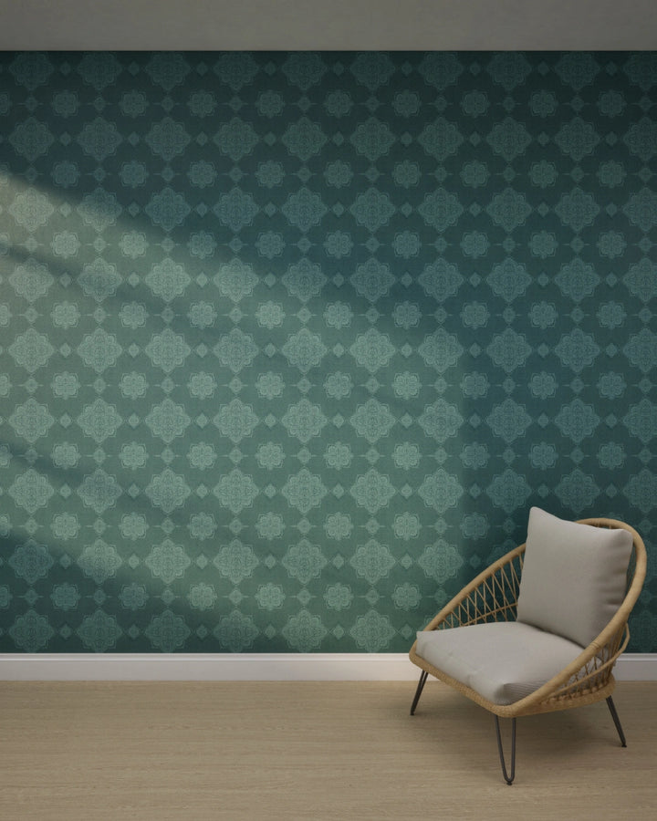 Boho Marrakech Geometric Mandala Wallpaper – Dark Teal